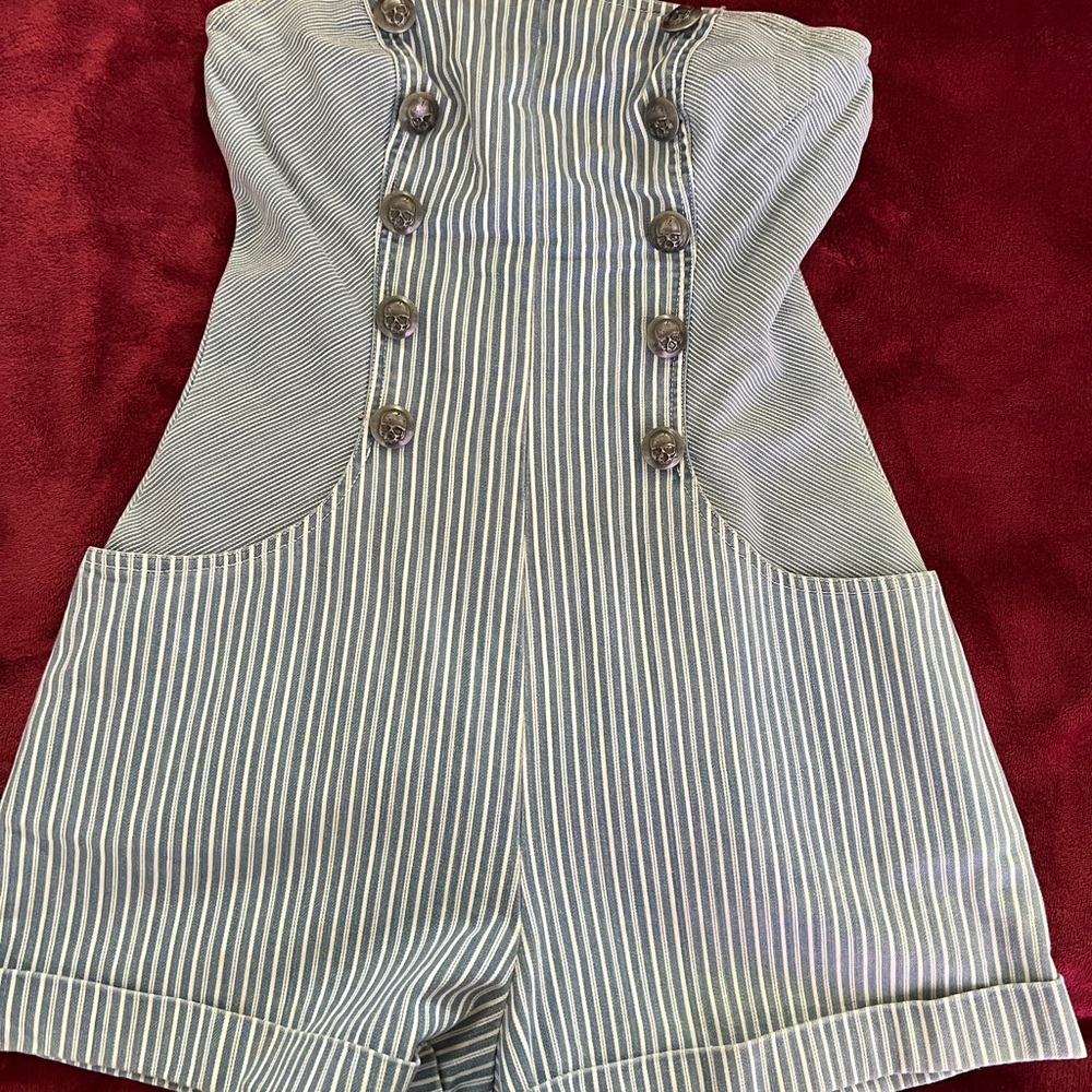 Striped Button-Up Romper